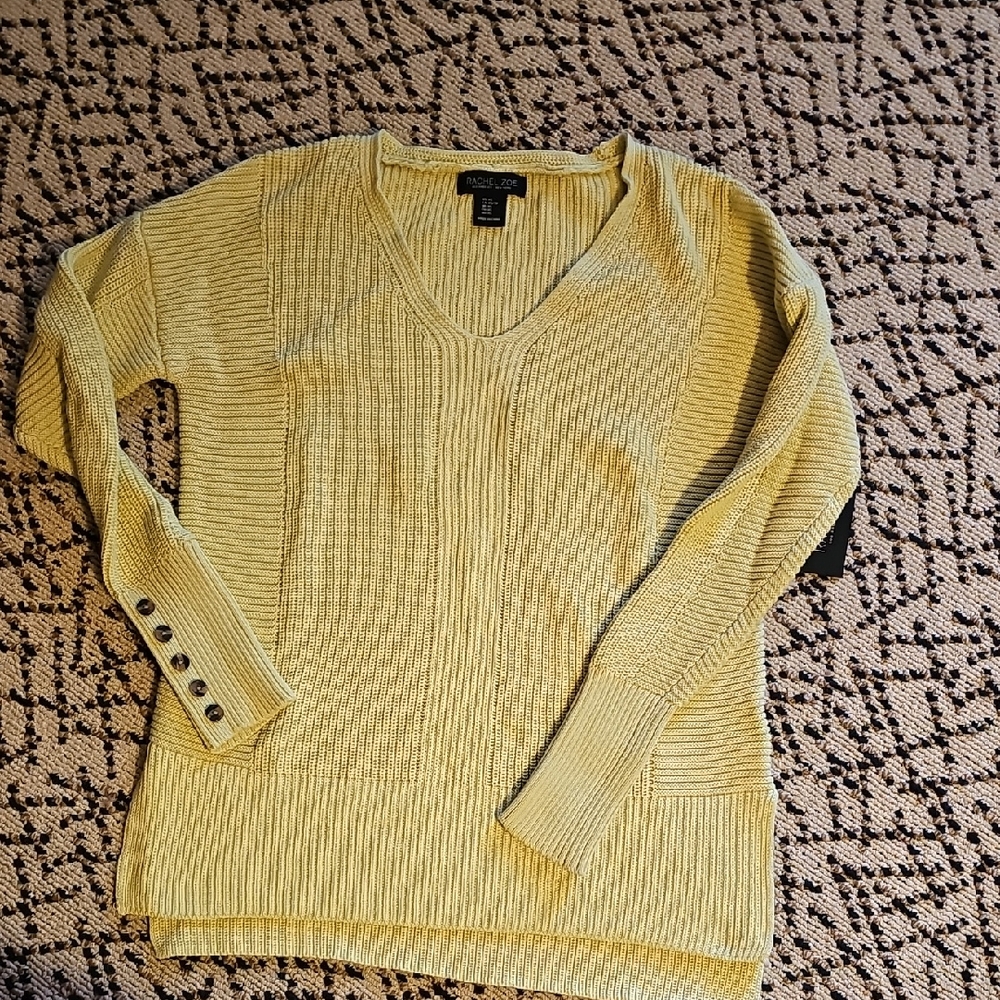 Rachel Zoe Soft Yellow V-Neck Sweater. Size XS